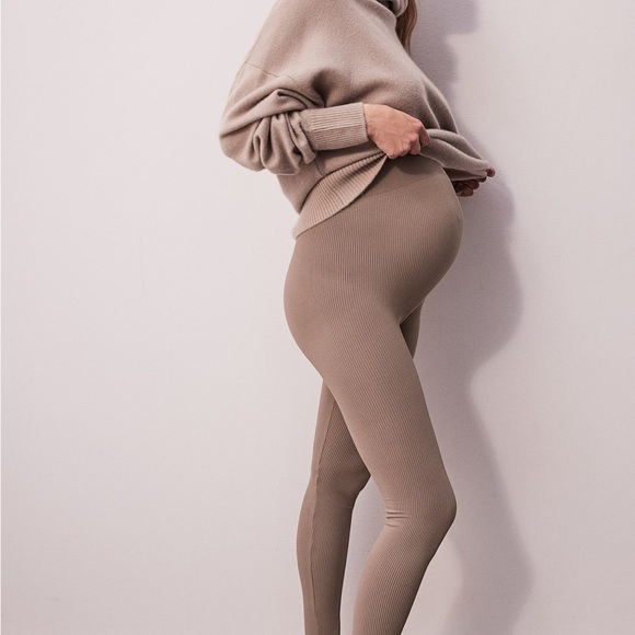 H&M Mama Maternity brownish Leggings High-Waisted Seamless Stretch - Picture 1 of 5